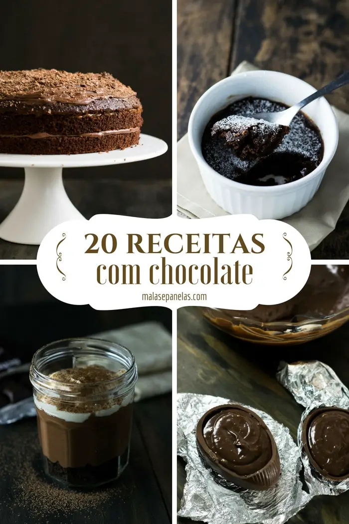 20 Receitas com Chocolate | Malas e Panelas